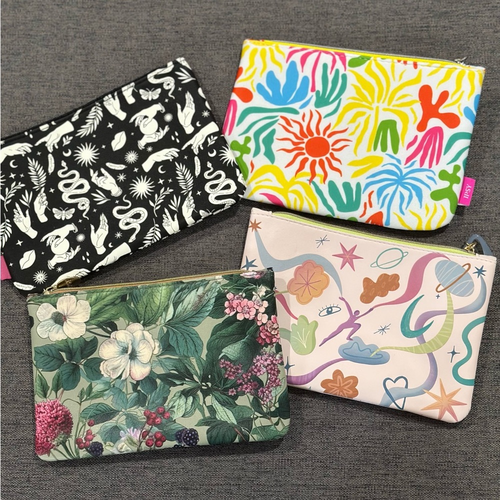4 Glam/Makeup Bags with Cosmetic Samples